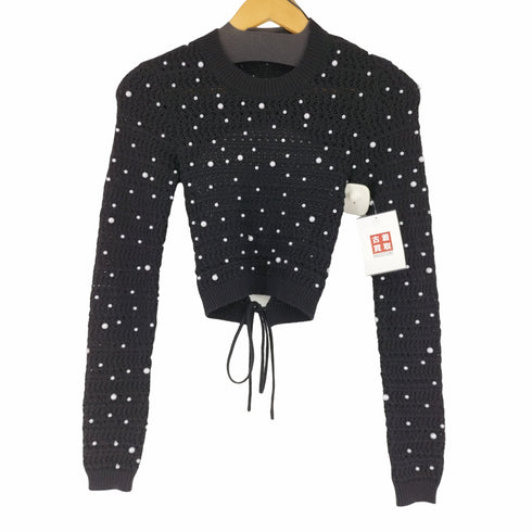 ザラ ZARA CROPPED KNIT SWEATER WITH PEARL BEADS レディース S