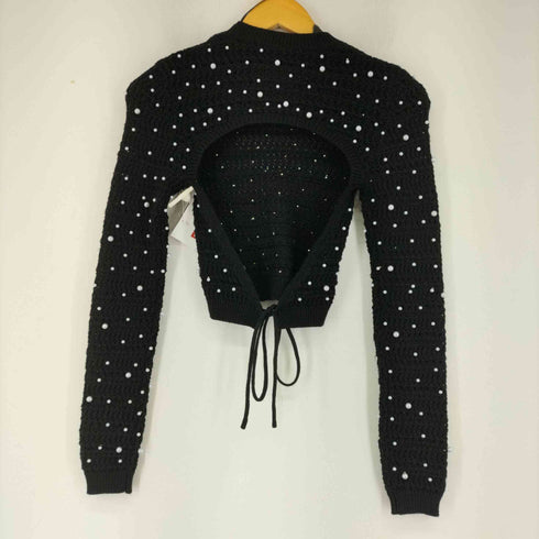 ザラ ZARA CROPPED KNIT SWEATER WITH PEARL BEADS レディース S