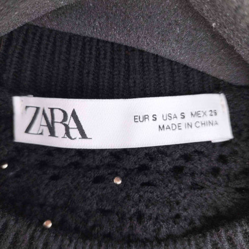 ザラ ZARA CROPPED KNIT SWEATER WITH PEARL BEADS レディース S