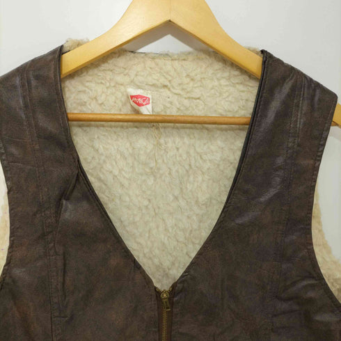 AMICA 内ボア フェイクレザーベスト メンズ import:L