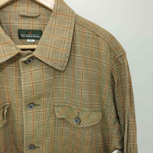 ザスコッチハウス The Scotch House チェック柄 オープンカラー ワークシャツ メンズ import:L