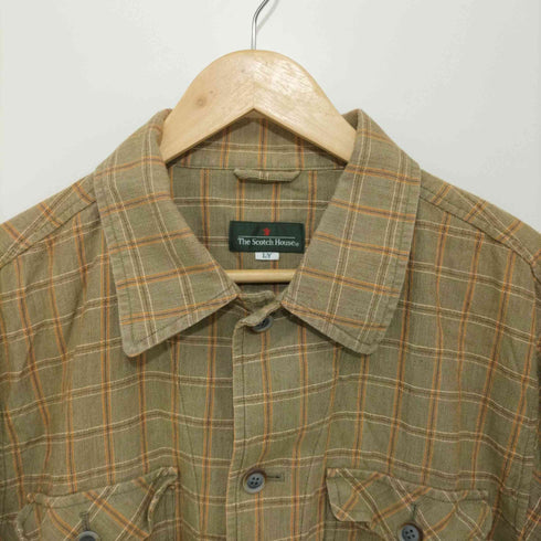 ザスコッチハウス The Scotch House チェック柄 オープンカラー ワークシャツ メンズ import:L