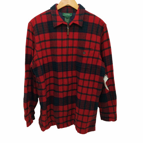 ローレンラルフローレン LAUREN RALPH LAUREN チェック柄 ラムウール ジップアップジャケット レディース import:L