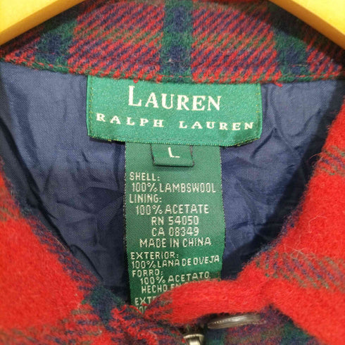 ローレンラルフローレン LAUREN RALPH LAUREN チェック柄 ラムウール ジップアップジャケット レディース import:L