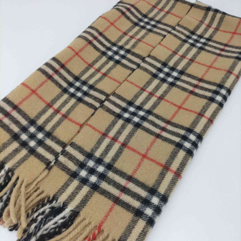 バーバリーズ BURBERRYS 80-90s ロゴ刺繍 ノバチェック ウールマフラー メンズ