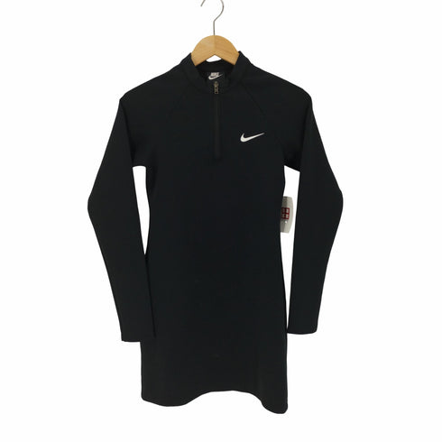 ナイキ NIKE Long-Sleeve Black Dress ロゴ プリント ハーフジップ ドレス ワンピース レディース import:S