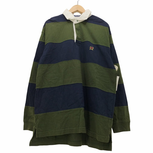 トミーヒルフィガー TOMMY HILFIGER 00S ロゴ刺繍 ラガーシャツ メンズ import:L