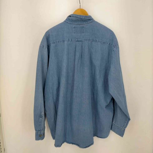 ディッキーズ Dickies パッチロゴ 長袖 ボタンダウン デニムワークシャツ メンズ 2XL