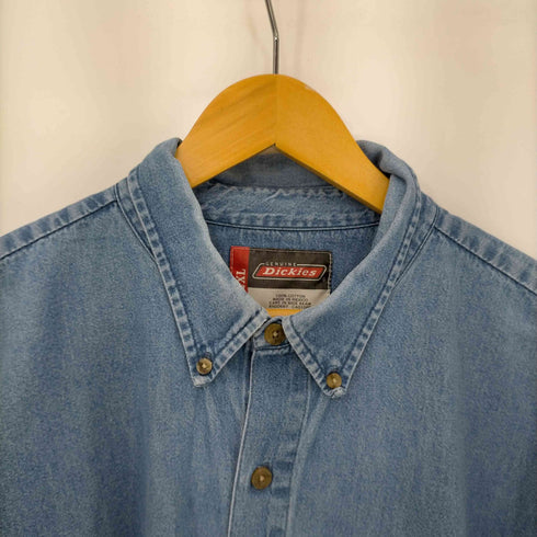ディッキーズ Dickies パッチロゴ 長袖 ボタンダウン デニムワークシャツ メンズ 2XL