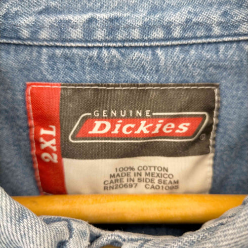 ディッキーズ Dickies パッチロゴ 長袖 ボタンダウン デニムワークシャツ メンズ 2XL