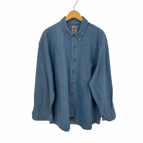ディッキーズ Dickies パッチロゴ 長袖 ボタンダウン デニムワークシャツ メンズ 2XL