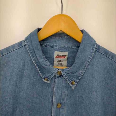 ディッキーズ Dickies パッチロゴ 長袖 ボタンダウン デニムワークシャツ メンズ 2XL