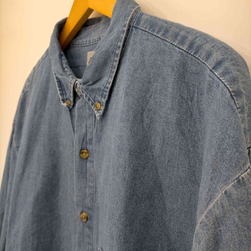 ディッキーズ Dickies パッチロゴ 長袖 ボタンダウン デニムワークシャツ メンズ 2XL