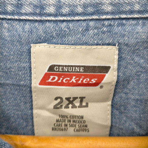 ディッキーズ Dickies パッチロゴ 長袖 ボタンダウン デニムワークシャツ メンズ 2XL