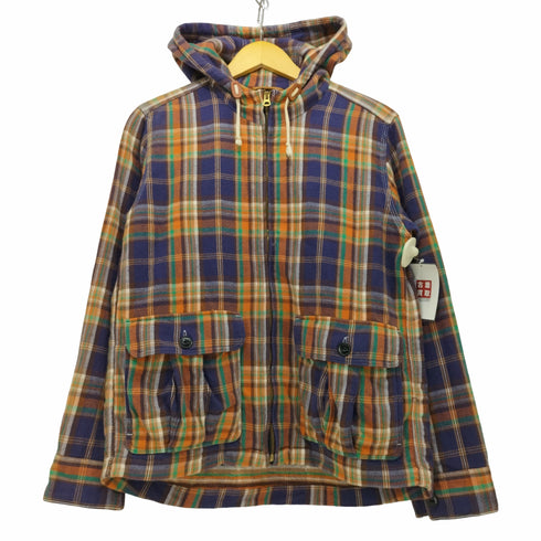 バーンズ アウト フィッターズ BARNS OUT FITTERS MADE IN JAPAN チェック ジップアップパーカー メンズ 38