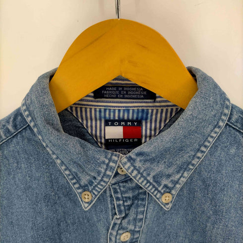 トミーヒルフィガー TOMMY HILFIGER 刺繍ロゴ ボタンダウン デニムシャツ メンズ L