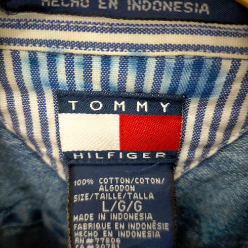トミーヒルフィガー TOMMY HILFIGER 刺繍ロゴ ボタンダウン デニムシャツ メンズ L
