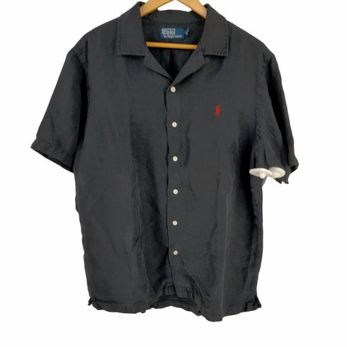 ポロバイラルフローレン Polo by RALPH LAUREN 90S ポニー刺繍 リネン オープンカラーシャツ メンズ import:L