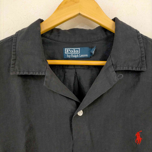 ポロバイラルフローレン Polo by RALPH LAUREN 90S ポニー刺繍 リネン オープンカラーシャツ メンズ import:L