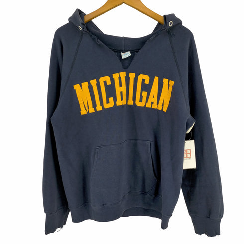 チャンピオン Champion 80s USA製 トリコタグ カレッジプリント ラバー パーカー ナス紺 メンズ import:L
