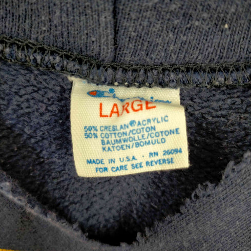 チャンピオン Champion 80s USA製 トリコタグ カレッジプリント ラバー パーカー ナス紺 メンズ import:L