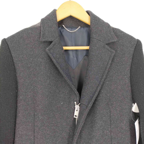 ディーゼル DIESEL 異素材切替 比翼ジップ ウールチェスターコート メンズ import:XS