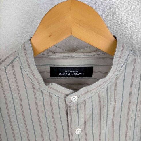 ユナイテッドアローズグリーンレーベルリラクシング UNITED ARROWS green label relaxing CM シェニール ストライプ ジャストルーズ バンドカラー 長袖 シャツ メンズ JPN:S