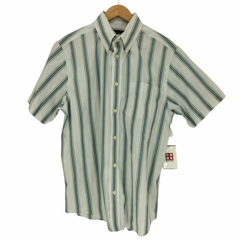 エディーバウアー Eddie Bauer 00S 緑タグ ストライプボタンダウン ポプリン S/S シャツ メンズ import:M