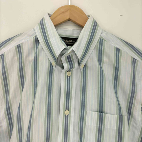 エディーバウアー Eddie Bauer 00S 緑タグ ストライプボタンダウン ポプリン S/S シャツ メンズ import:M