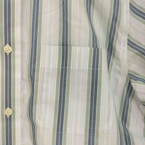 エディーバウアー Eddie Bauer 00S 緑タグ ストライプボタンダウン ポプリン S/S シャツ メンズ import:M