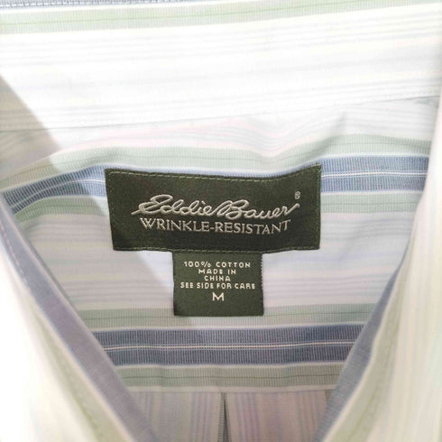 エディーバウアー Eddie Bauer 00S 緑タグ ストライプボタンダウン ポプリン S/S シャツ メンズ import:M