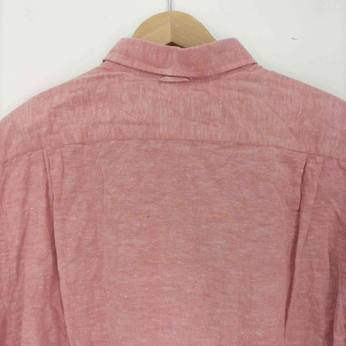 エディーバウアー Eddie Bauer 00S 緑タグ リネンレギュラーカラー プルオーバー S/S グランパ シャツ メンズ import:M