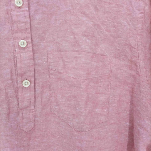 エディーバウアー Eddie Bauer 00S 緑タグ リネンレギュラーカラー プルオーバー S/S グランパ シャツ メンズ import:M