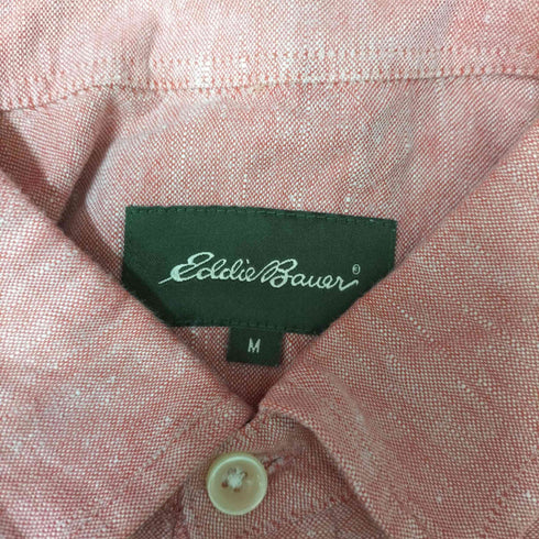 エディーバウアー Eddie Bauer 00S 緑タグ リネンレギュラーカラー プルオーバー S/S グランパ シャツ メンズ import:M