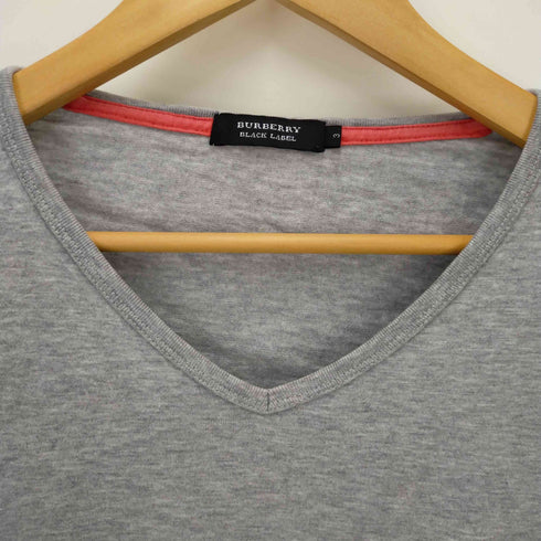 バーバリーブラックレーベル BURBERRY BLACK LABEL ロゴ刺繍 VネックショートスリーブTシャツ レディース JPN:3