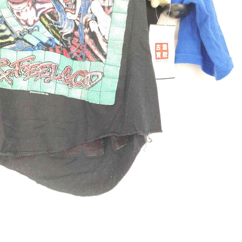 80S TASTY ボディ パキ綿 ヘヴィメタル アルバム バンド 両面プリント ラグラン Tシャツ コピーライト1989 メンズ import:M