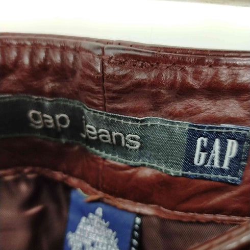 ギャップ Gap 00S オールドギャップ Old Gap 紺タグ 本革 レザーフレアパンツ 裾ジップ メンズ JPN:4