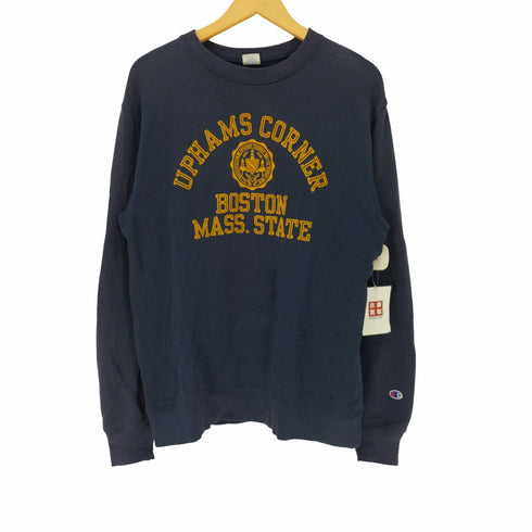 チャンピオン Champion 現行 復刻 トリコタグ フロッキー プリント 4段 カレッジプリント クルーネック スウェット メンズ import:XL