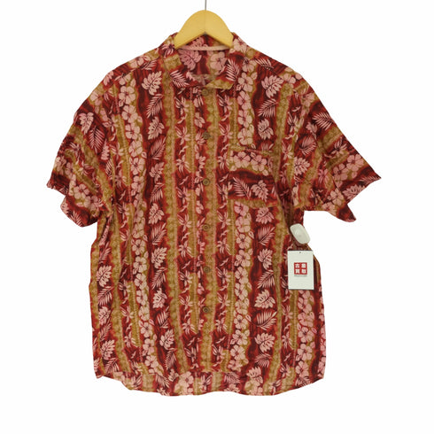 花柄 フローラル 木ボタン S/S シャツ メンズ