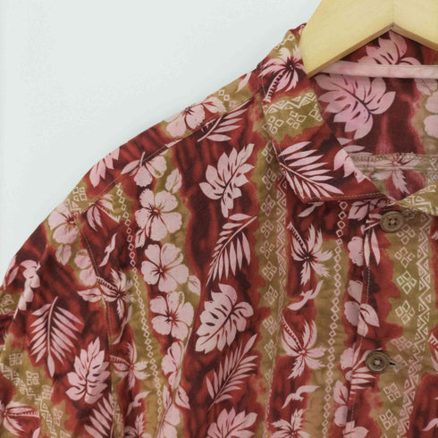 花柄 フローラル 木ボタン S/S シャツ メンズ