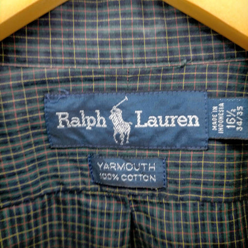 ラルフローレン RALPH LAUREN 90S YARMOUTH スモールポニー刺繍チェックコットンBDシャツ メンズ 16 1/2