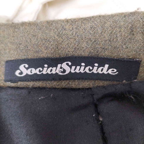 Social Suicide シープ レザー 切替 ウール 2B テーラードジャケット メンズ
