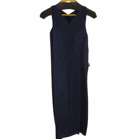プリーツプリーズイッセイミヤケ PLEATS PLEASE ISSEY MIYAKE 14SS 斜めプリーツ 切替しノースリーブワンピース レディース JPN:1