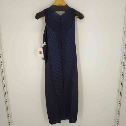 プリーツプリーズイッセイミヤケ PLEATS PLEASE ISSEY MIYAKE 14SS 斜めプリーツ 切替しノースリーブワンピース レディース JPN:1