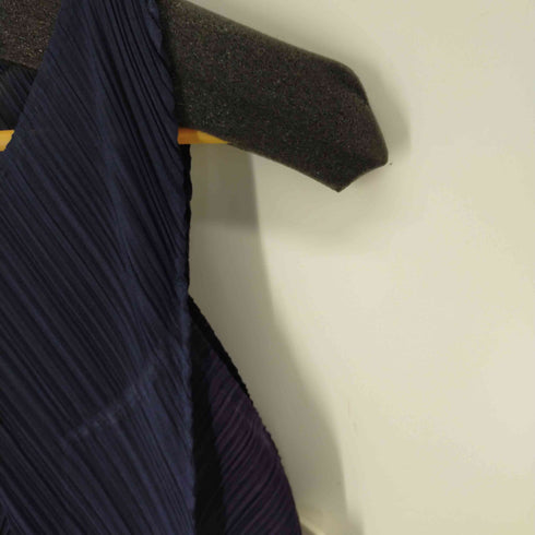 プリーツプリーズイッセイミヤケ PLEATS PLEASE ISSEY MIYAKE 14SS 斜めプリーツ 切替しノースリーブワンピース レディース JPN:1