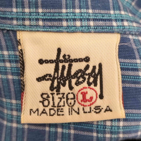 ステューシー Stussy 90s OLD 白タグ USA製 タータンチェック長袖シャツ メンズ JPN:L