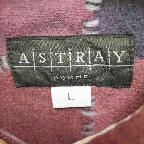 Astray Homme パッチワーク チェック プリント レギュラーカラー シャツ メンズ import:L