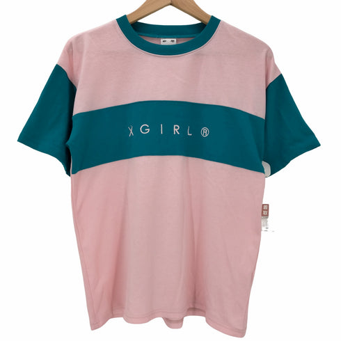 エックスガール X-girl S/Sロゴ刺繍 バイカラー クルーネックTシャツ レディース JPN:1