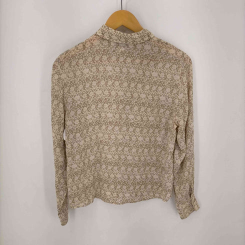 ジョーンズニューヨーク JONES NEW YORK シルク100% 総柄オープンカラーシャツ レディース 8
