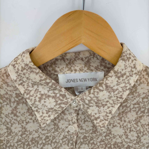 ジョーンズニューヨーク JONES NEW YORK シルク100% 総柄オープンカラーシャツ レディース 8